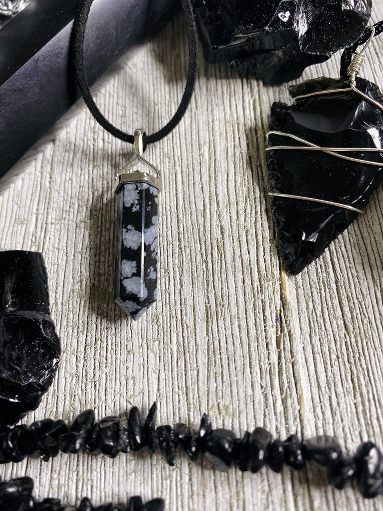 Snowflake Obsidian Pendant Necklace