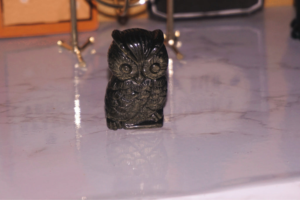Gold Obsidian Owl
