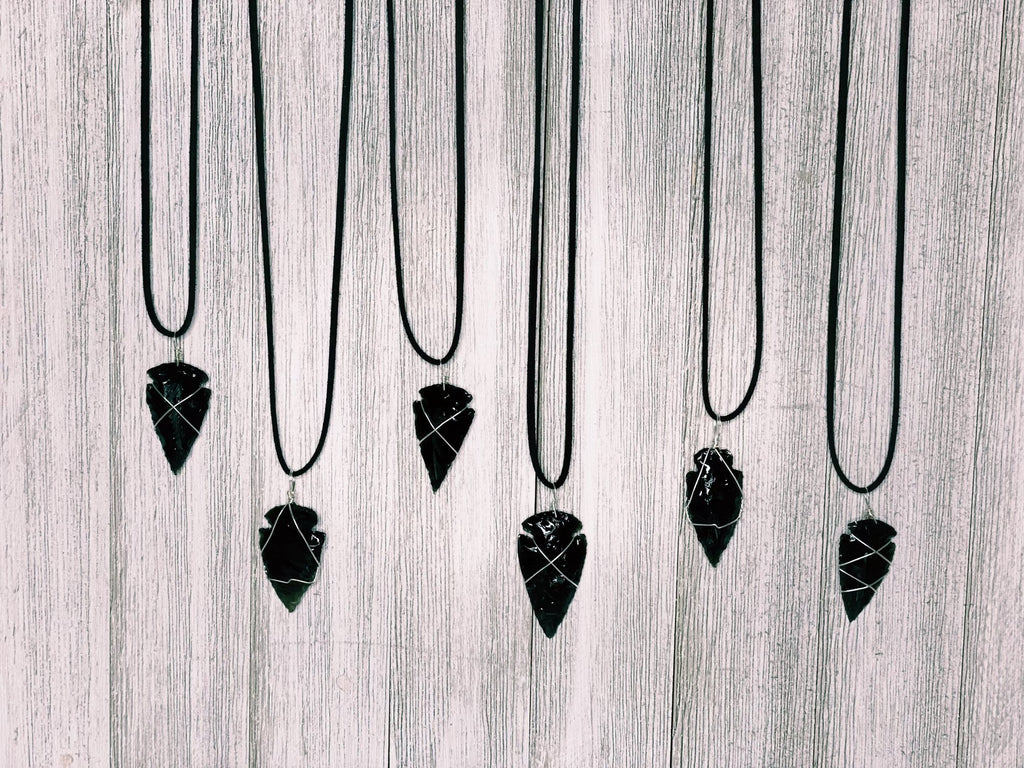 Warrior Black Obsidian Arrowhead Necklace