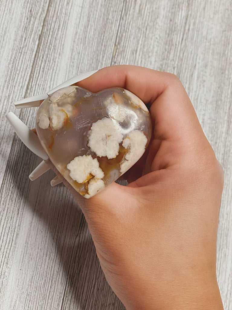 Flower Agate Crystal Hearts