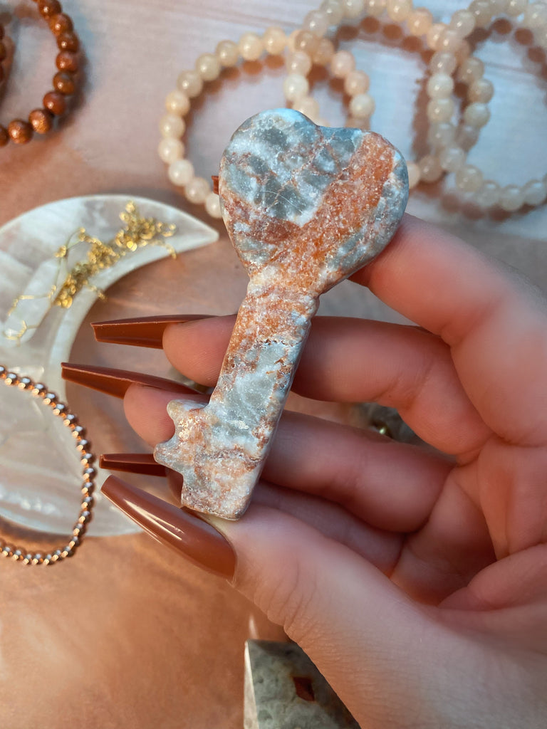 Red Line Jasper Heart Key