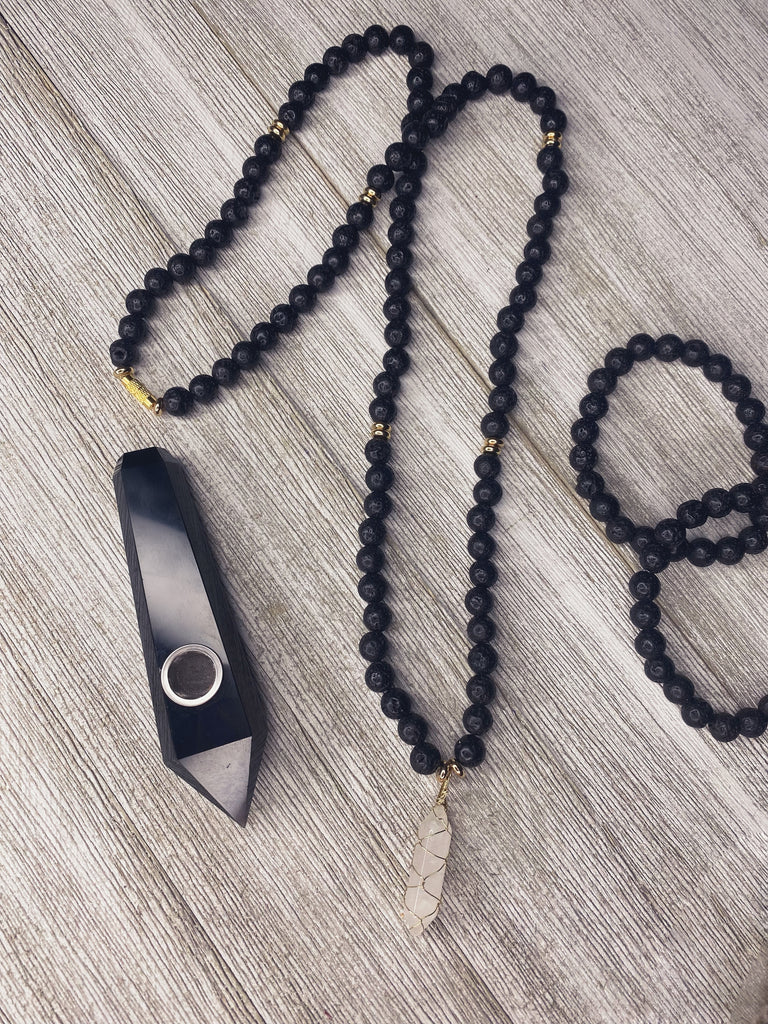 Lava Stone Protection Crystal Necklace- Courage, Protection, Strength
