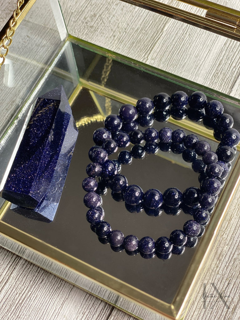 Blue Sandstone Round Beaded Bracelets - Confidence, Vibration Amplifier & Mood Stabilizer