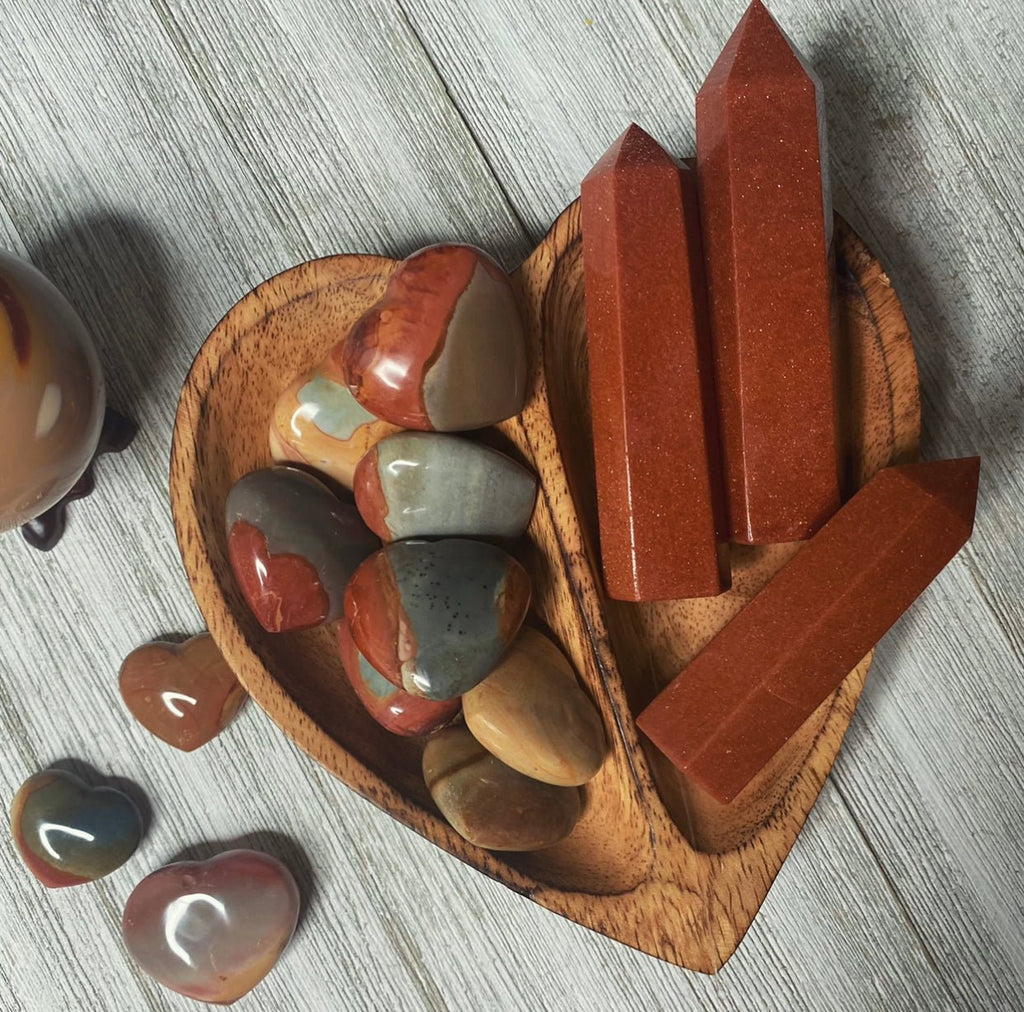 Poly-Chrome Jasper Crystal Hearts