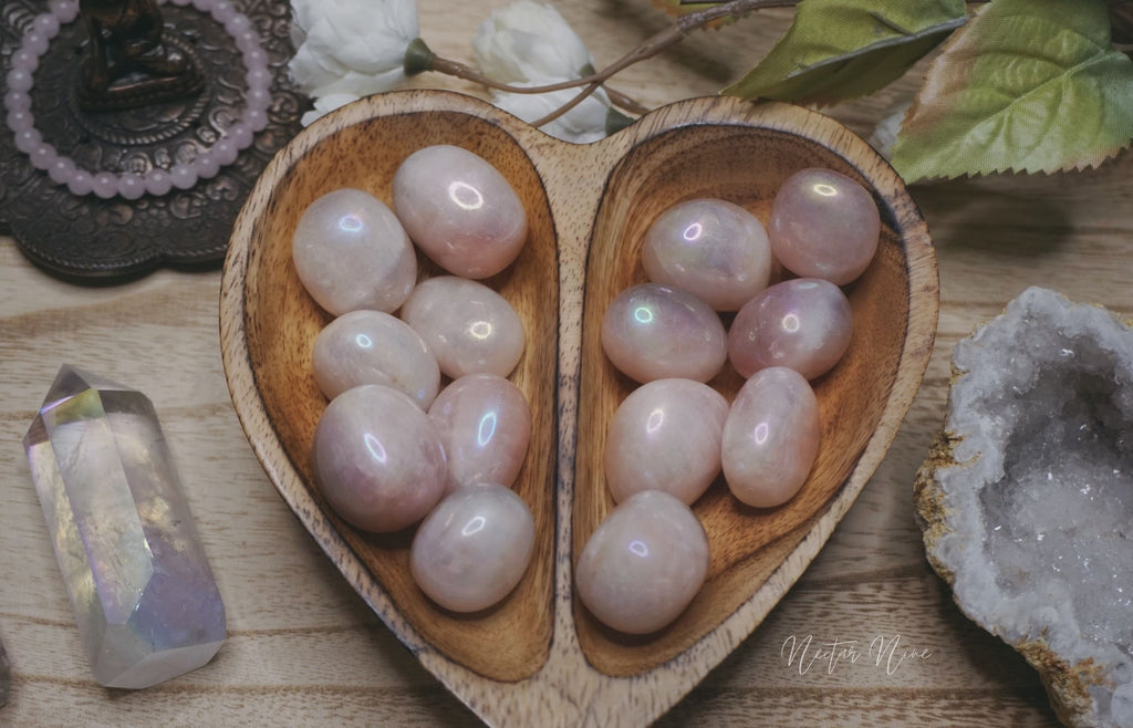 Aura Rose Quartz Tumbled Stones